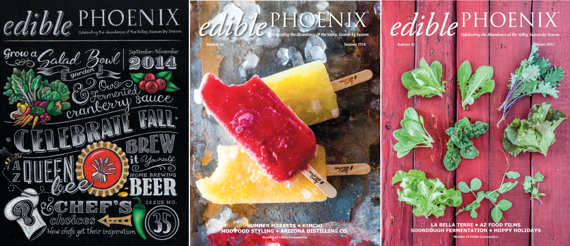 Edible Phoenix magazine covers