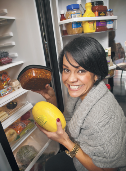 Ali Vincent at her refrigerator