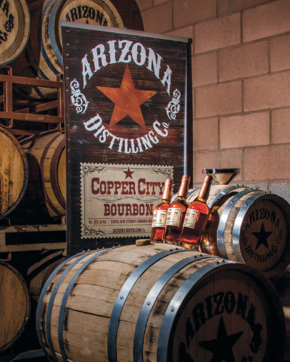 Copper City bourbon barrels at Arizona Distilling