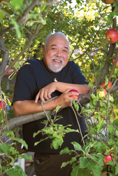 John Samora in his orchard.