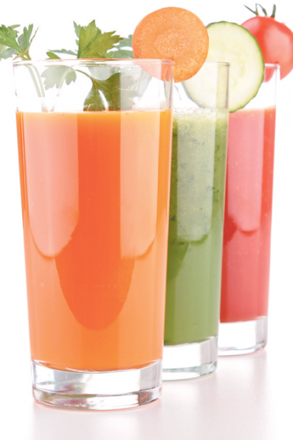 fruit juices with garnishes