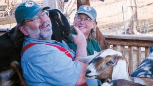 David and Kathryn Heininger with their milk goats at Black Mesa Ranch in Snowflake, AZ