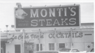 black and white photo Monti's Steaks restaurant