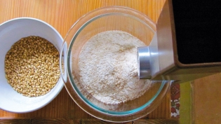 Whole grain wheat ground at home