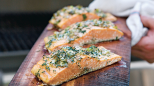 Planked Salmon on the grill