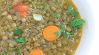 Green Lentil Soup with Cumin and Lemon