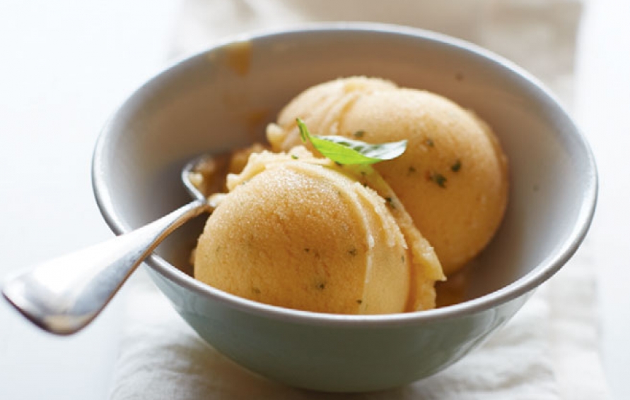 Peach and Basil Sorbet