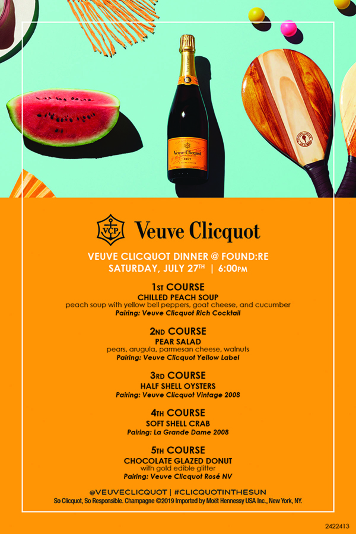 Five Course Champagne Pairing Dinner featuring Veuve Clicquot Edible