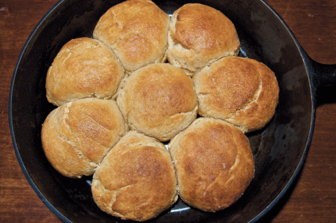 Sourdough biscuits on a pan