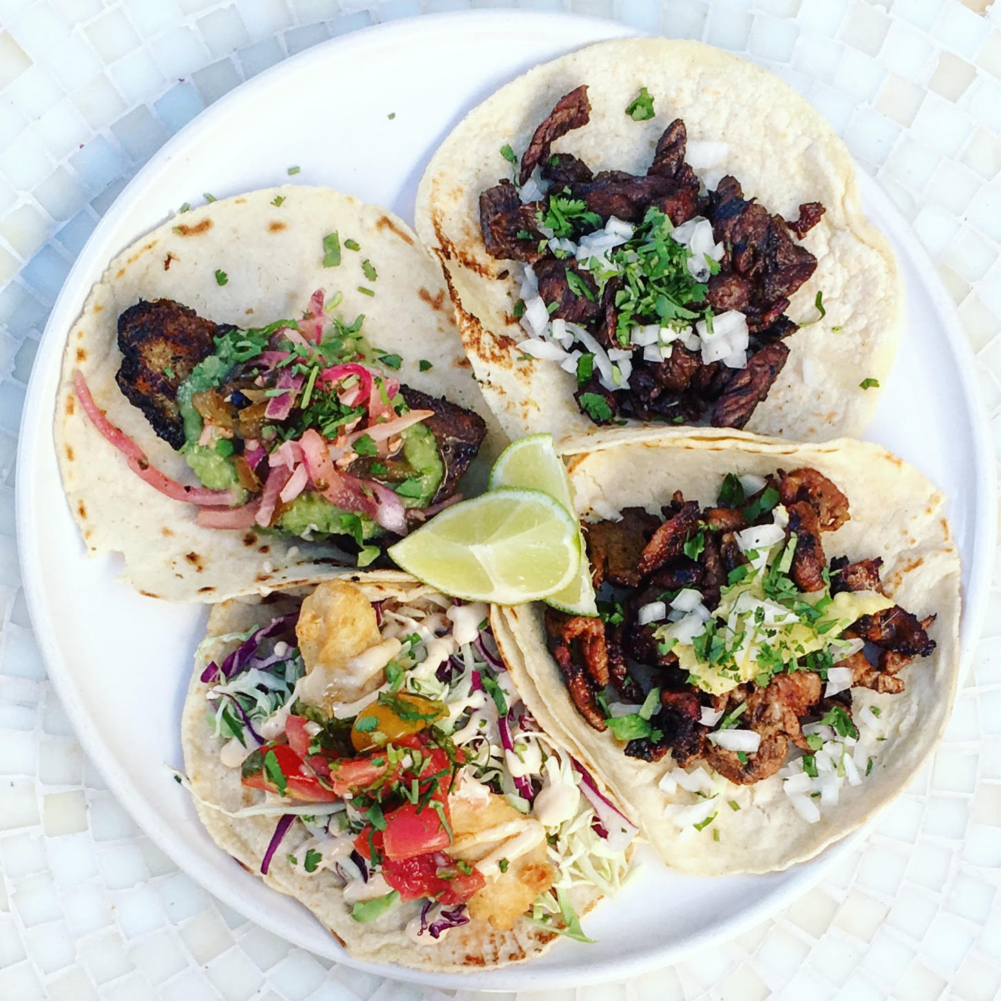 gallo blanco tacos on plate