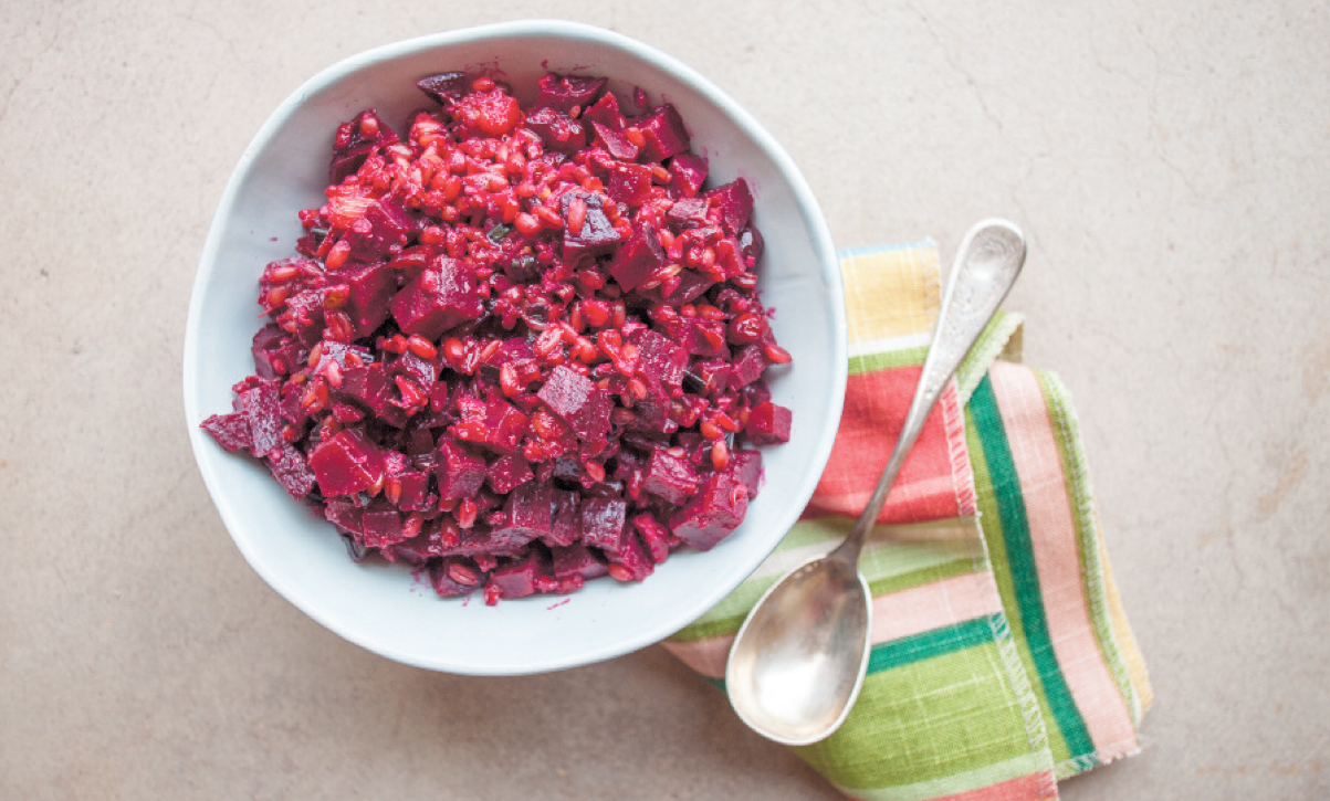 Wheat Berry, Beet and Pecan Salad with Pomegranate-Orange Vinaigrette