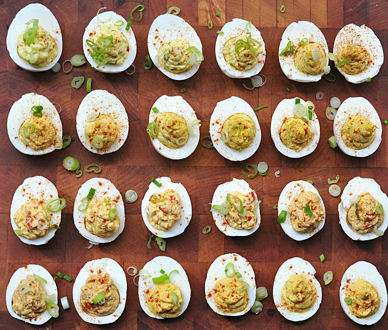 Deviled Eggs with different toppings