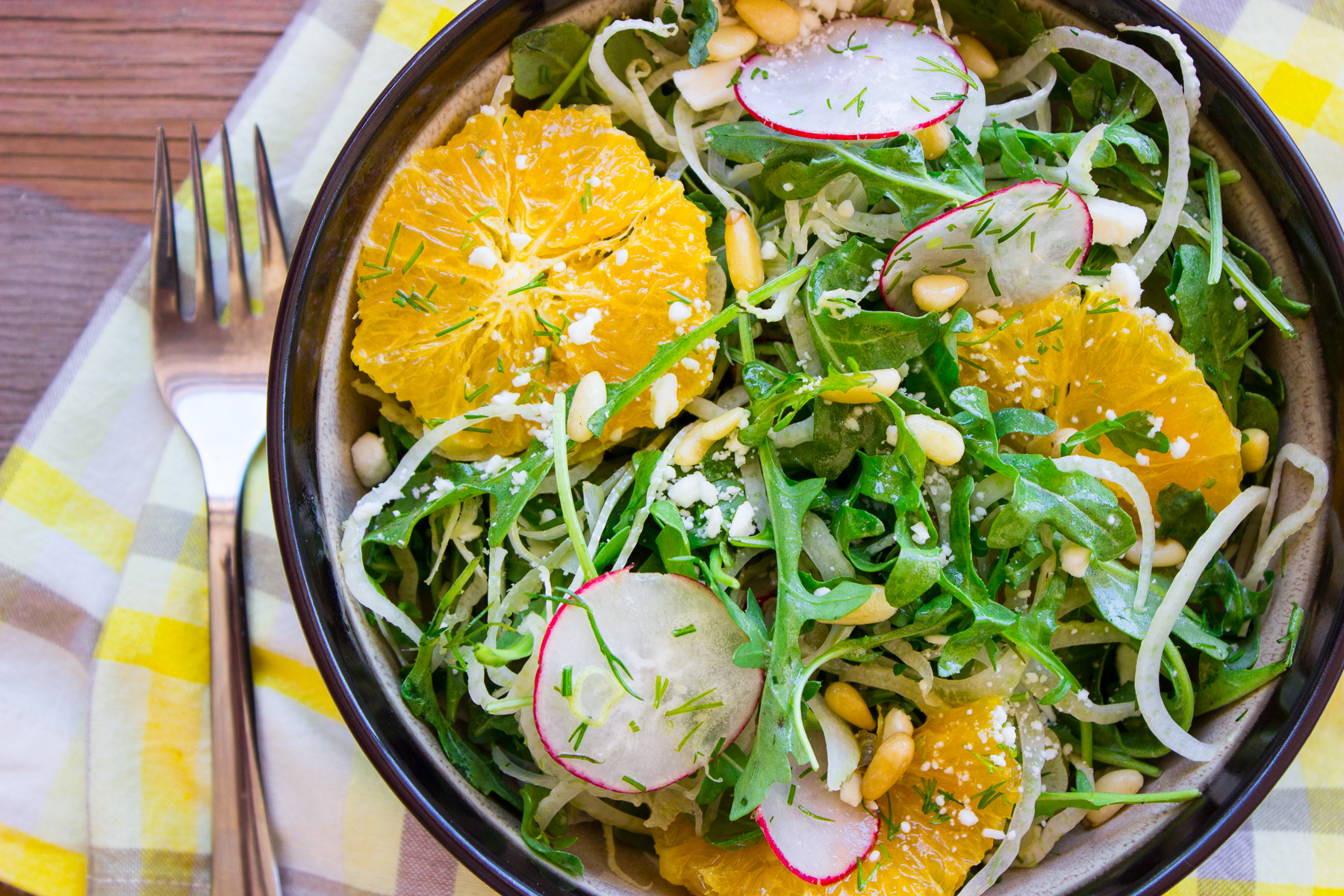Mix of fennel and spring vegetables in a bowl