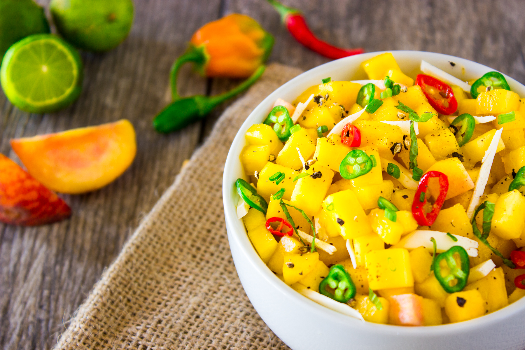 Peach salsa in a bowl