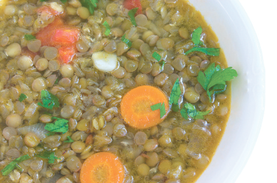 Green Lentil Soup with Cumin and Lemon